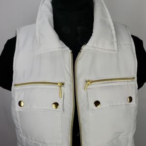Casual Identity White/Gold Puffer Vest Sz SM